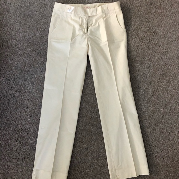 J Crew Eggshell tailored pants lined w/cuff - Picture 3 of 6